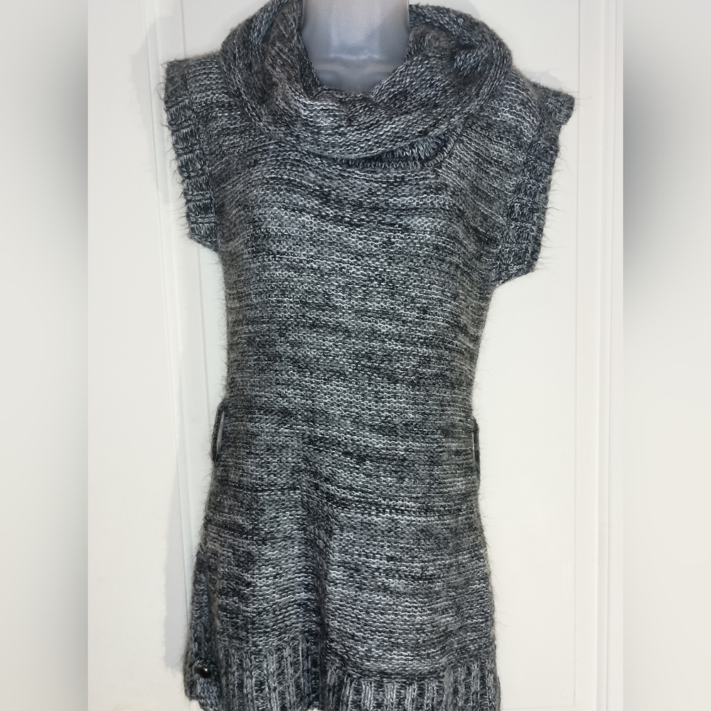 Heathered Elegance: Cozy High-Collar Knit Sweater‎ dress(#1,199)